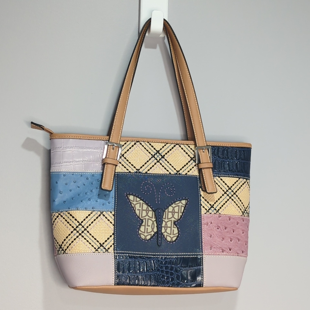 Giani Bernini Multicolor Patchwork Butterfly Purs… - image 3